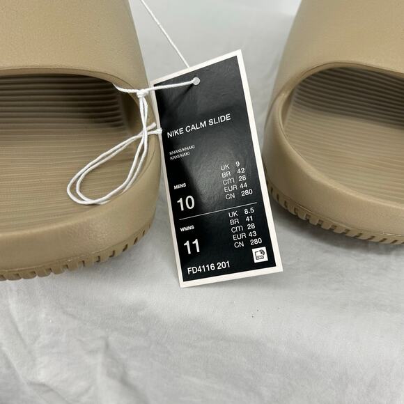 BRAND NEW NWB NWT Men's Khaki Nike Calm Slides Sz 10M FD4116-201 - Picture 4 of 7